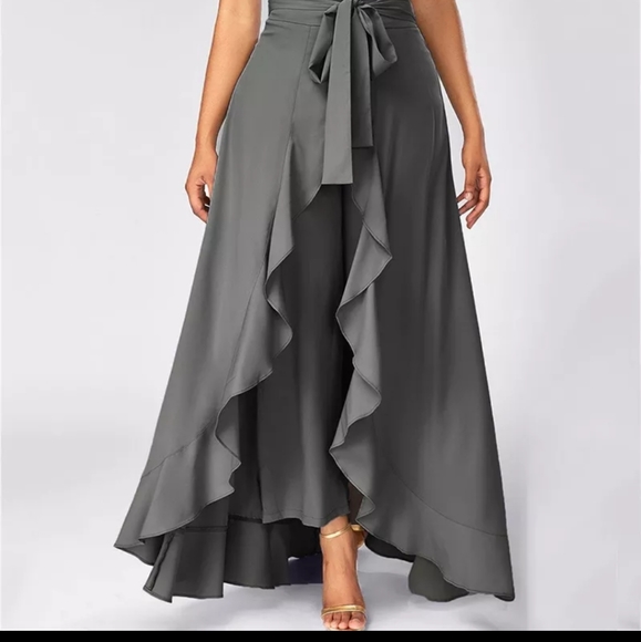 Chiffon Palazzo Pants Skirt Size S Gray - Picture 4 of 5